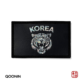 쿠닌(QOONIN) 쿠닌 KOREA 호랑이 사각형 자개 나전칠기 스타일 홀로그램 패치 와펜