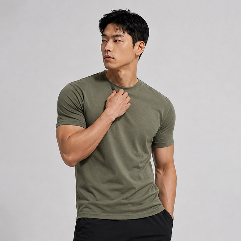 밀리브로(Milibro) 밀텍 머슬핏 무지 반팔 티셔츠 RT005