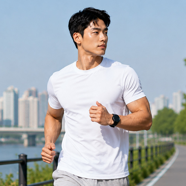 밀리브로(Milibro) 밀텍 머슬핏 무지 반팔 티셔츠 RT005