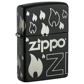 지포(Zippo) 지포 라이터 48908 플레임 로고 블랙 (무광)