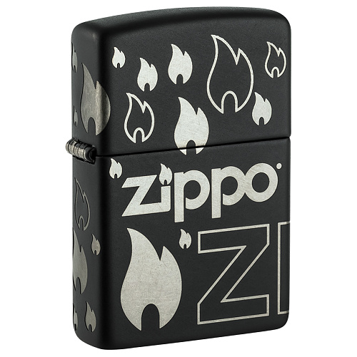 지포(Zippo) 지포 라이터 48908 플레임 로고 블랙 (무광)