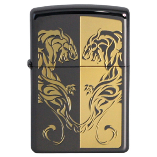 지포(Zippo) 지포 라이터 블랙 네오파드 리버스 (골드)
